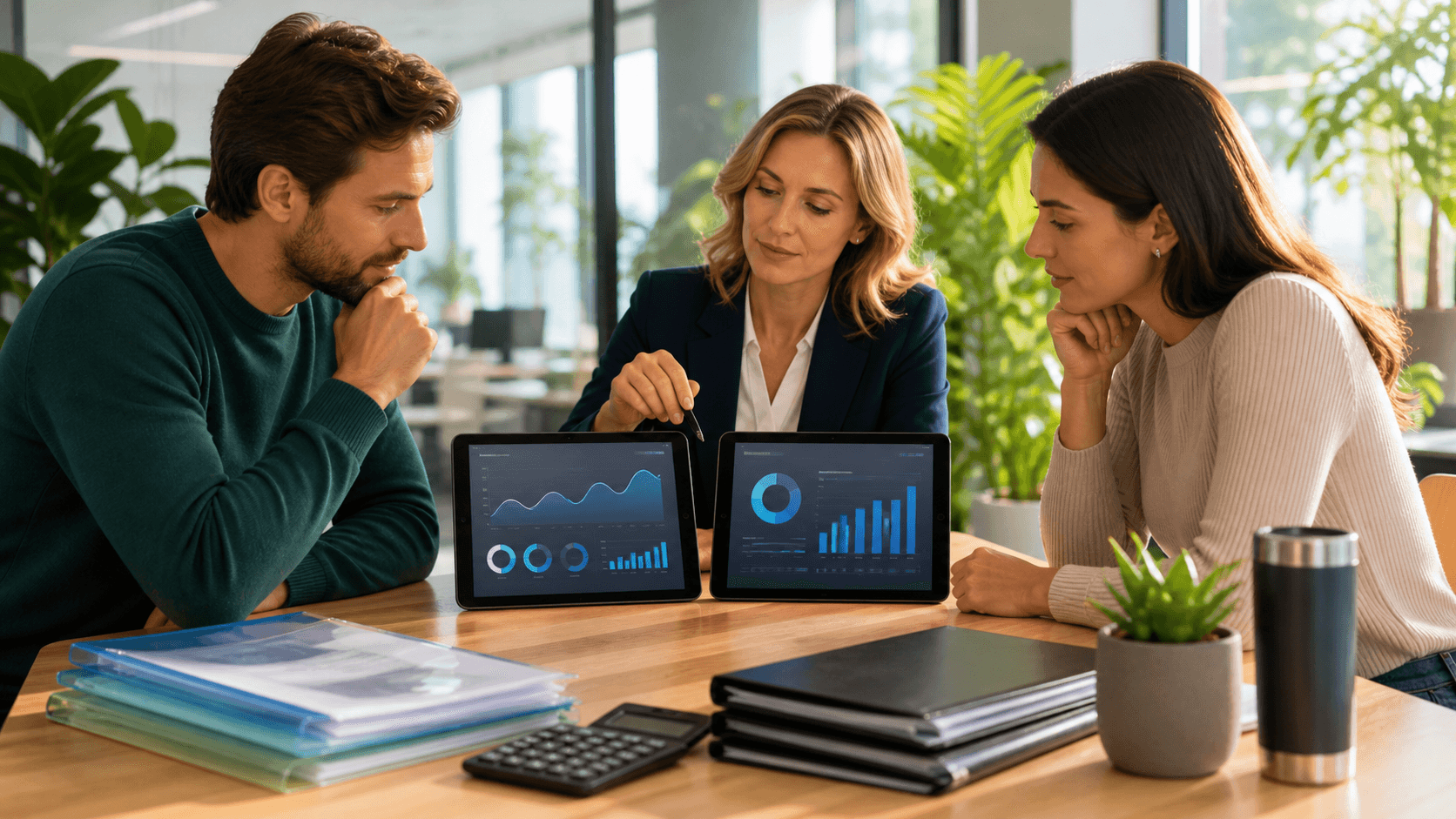 Split-screen graphic with blue and purple pricing charts, dollar symbols, and startup office silhouettes.